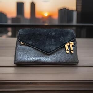 Street Level Leather Wallet / Clutch Bag With Raw And Soft Pebbled Leather